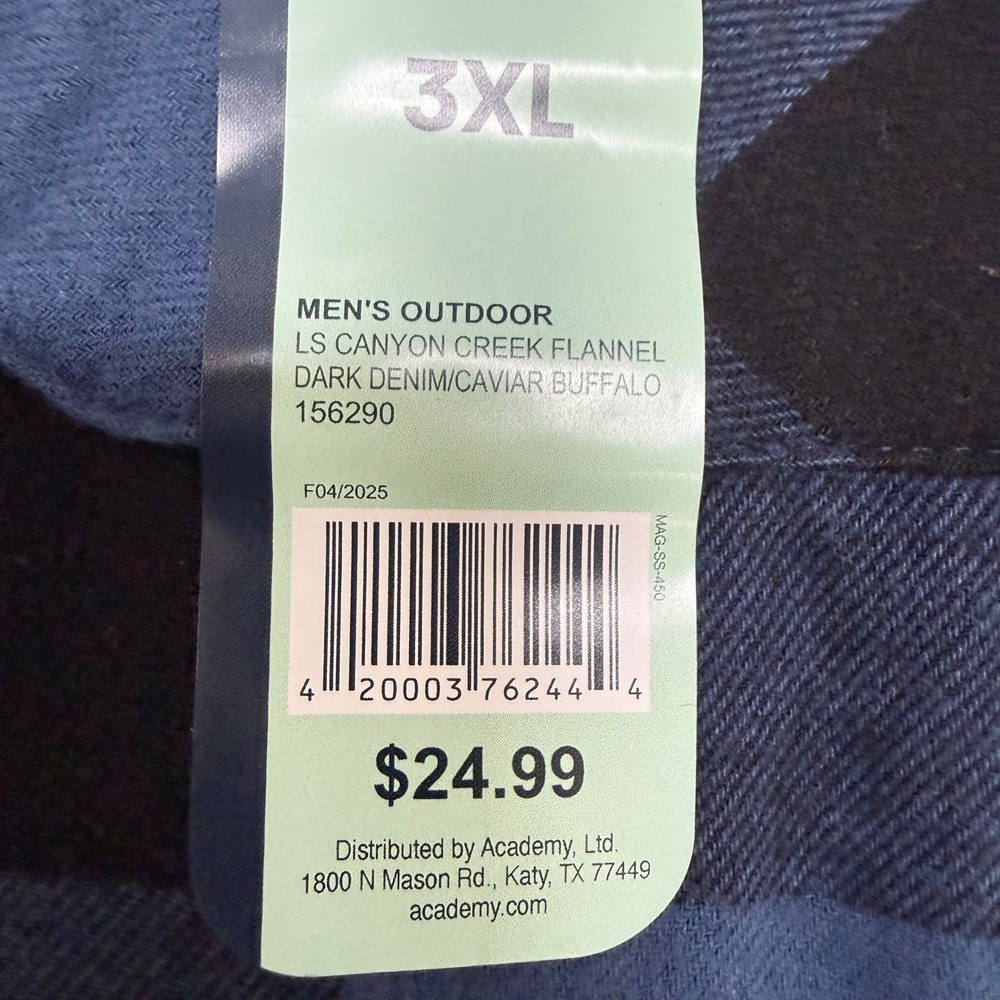Magellan Outdoors Canyon Creek Flannel Shirt 3XL Blue Black Buffalo Plaid NWT‎ - Picture 7 of 11